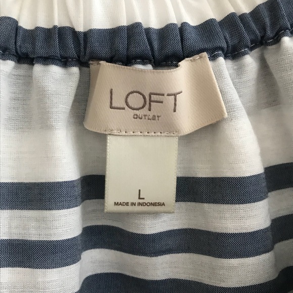 FINAL SALE - NWOT - Loft Blue & White Striped Off Shoulder Top - Picture 3 of 3